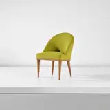 Jean Royere, Side chair, circa 1955, Oak, oak-veneered wood, fabric