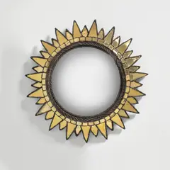 Line Vautrin, 'Soleil à Pointes' mirror, model no. 2, circa 1955, Talosel resin, coloured mirrored glass, convex mirrored glass