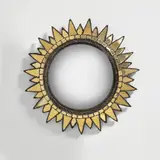 Line Vautrin, 'Soleil à Pointes' mirror, model no. 2, circa 1955, Talosel resin, coloured mirrored glass, convex mirrored glass