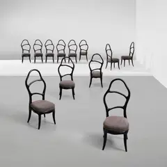 Mattia Bonetti, Set of twelve 'Alu' chairs, 2009, Painted aluminum, fabric