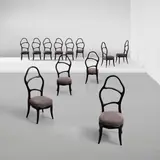 Mattia Bonetti, Set of twelve 'Alu' chairs, 2009, Painted aluminum, fabric