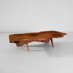 'Slab II' coffee table by George Nakashima, 1967, American black walnut, East Indian rosewood, sold Nov 2025