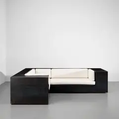 Bernar Venet, Sofa, 1993, Patinated torch-cut and waxed steel, fabric