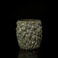 Axel Salto, Unique large vase in the 'Budding' style, circa 1940, Stoneware, sung and solfatara glazes with carved design