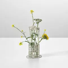 Flower basket, model no. M 551, from the 'Gitterwerk' series by Josef Hoffmann, circa 1906, Painted zinc, glass, sold Nov 2025