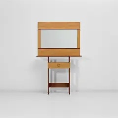 Ettore Sottsass, Console table with integrated mirror, model no. 120, circa 1964, Santos rosewood-veneered wood, ash-veneered wood, ash, mirrored glass