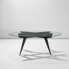 Gio Ponti, Rare dining table, circa 1970, Painted wood, glass