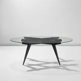 Gio Ponti, Rare dining table, circa 1970, Painted wood, glass