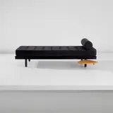 'S.C.A.L' bed with pivoting shelf by Charlotte Perriand and Jean Prouvé, circa 1953, Painted steel, oak, fabric, sold Nov 2025