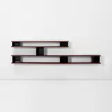 Charlotte Perriand, 'Nuage' bookshelf, for Miferma, Mauritania, circa 1958, Sapele mahogany-veneered wood, painted steel, aluminium