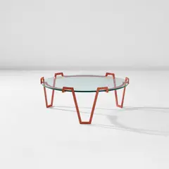 Jean Royere, 'Val d'or' coffee table, circa 1962, Painted iron, glass