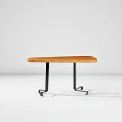 Free-form table, designed for Les Arcs ski resort by Charlotte Perriand, circa 1987, Pine, painted steel, offered Nov 2025