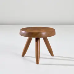'Berger' stool by Charlotte Perriand, circa 1953, Iroko, sold Nov 2025