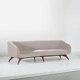 Vladimir Kagan, 'Fifth Avenue Wide Angle' sofa, model no. 506 WA, designed 1955, produced circa 2012, Fabric, walnut