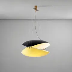 Ettore Sottsass, 'Balena' ceiling light, model no. 12600, circa 1957, Painted aluminium, coloured acrylic, brass, nylon