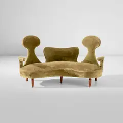 Renzo Zavanella, Rare sofa, circa 1950, Fabric, sapele mahogany