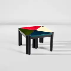 Ico Parisi, Set of four modular side tables, circa 1970, Dyed wood, painted wood