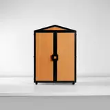 Paolo Portoghesi, Rare 'Auguralum' cabinet, from 'Le Credenze' series, circa 1986, Cherry-veneered wood, ebonised wood, macassar ebony-veneered wood, maple-veneered wood, wenge-veneered wood, cherry