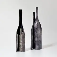 Paolo De Poli, Two bottles, circa 1950, Enamelled copper