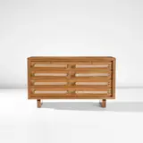 Luigi Scremin, Chest of drawers, circa 1939, Walnut-veneered wood, birch-veneered wood, walnut, a treccia glass, brass
