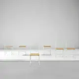 Giancarlo Palanti, Set of six chairs, circa 1941, Painted steel, rush, rubber