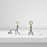 Gio Ponti and Lio Carminati, Pair of andirons, circa 1941, Painted iron, brass