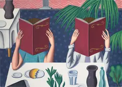 Jonathan Gardner, Reading Menus, 2021, oil on linen