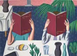Jonathan Gardner, Reading Menus, 2021, oil on linen