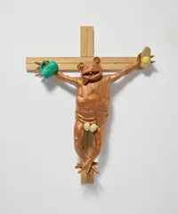 Zuerst die Füße (Feet First) by Martin Kippenberger, 1991, wood, automobile lacquer and steel nails, offered Mar 2024