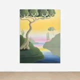 Daisy Dodd-Noble, Tree at Waters Edge at Sunset, 2020, oil on linen