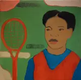 Sahara Longe, Untitled, 2021, oil on jute