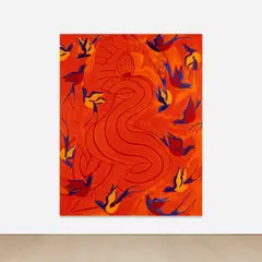Red Bird Keeper by Tunji Adeniyi-Jones, 2018, oil on canvas, sold Mar 2024