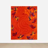 Red Bird Keeper by Tunji Adeniyi-Jones, 2018, oil on canvas, sold Mar 2024