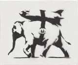 Banksy, Heavy Weaponry, 2003, spray paint on canvas