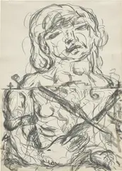 GETEILTER HELD (DIVIDED HERO) by Georg Baselitz, 1966, graphite and watercolour on paper, sold Mar 2024