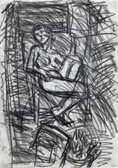 Leon Kossoff, Female Nude Study, 1979, charcoal on paper