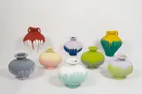 Ai Weiwei, Two works: (i) Coloured Vases (2 works) ; (ii) Coloured Vases (6 works), 2008, (i) industrial paint on Neolithic vases, in 2 parts (ii) industrial paint on Han dynasty vases, in 6 parts