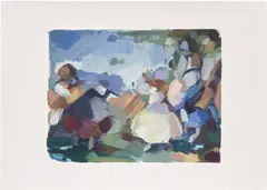 Study by Flora Yukhnovich, 2019, oil on paper, sold Mar 2024