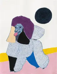 Winter desert poodle by Susumu Kamijo, 2017, pastel pencil and pastel oilstick on paper, sold Apr 2024