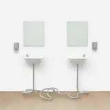 Elmgreen & Dragset, Second Marriage, 2008, mirrors, porcelain sinks, stainless steel pipe work, taps and soap dispensers