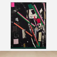 Sterling Ruby, BC (3532), 2011, fabric, glue, urethane and bleached canvas on panel