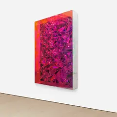 Anselm Reyle, Untitled, 2012, PET foil on canvas, in artist's acrylic box frame