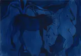Chris Ofili, Blue night rider one, 2006, oil, acrylic and coal on canvas