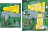 Luis Vassallo, Two works: (i) Buscador IV, Centauro ; (ii) Buscador XIII, Cierva periodo geométrico, 2019, oil on canvas