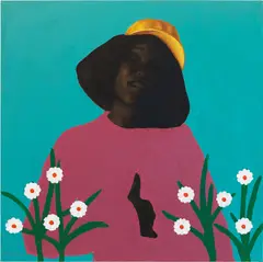 Barry Yusufu, Yes I am 2, 2021, acrylic, charcoal and coffee on canvas