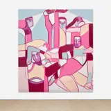Melike Kara, Everywhere, 2020, acrylic and oilstick on linen