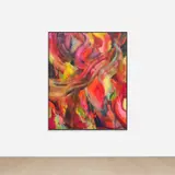 Caroline Absher, Orange Swirl, 2021, acrylic on canvas, in artist's frame