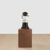 Huma Bhabha, Baalbek, 2021, cork, Styrofoam, cardboard, acrylic and oilstick on wood, on artist's plinth