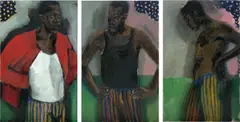 Lynette Yiadom Boakye, Minotaur To Matador, 2022, oil on linen, triptych