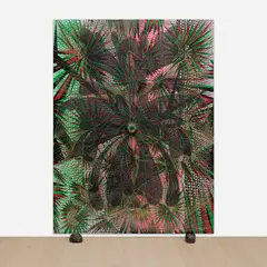 Triple Eye Vision by Chris Ofili, 2000 - 2002, acrylic, oil, paper collage, glitter, polyester resin, map pins and elephant dung on linen, with two elephant dung suppo, offered Jun 2024